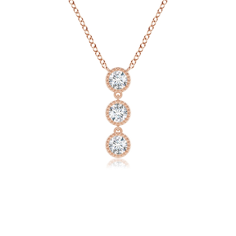 2.8mm GVS2 Bezel-Set Three Stone Diamond Necklace in Rose Gold 