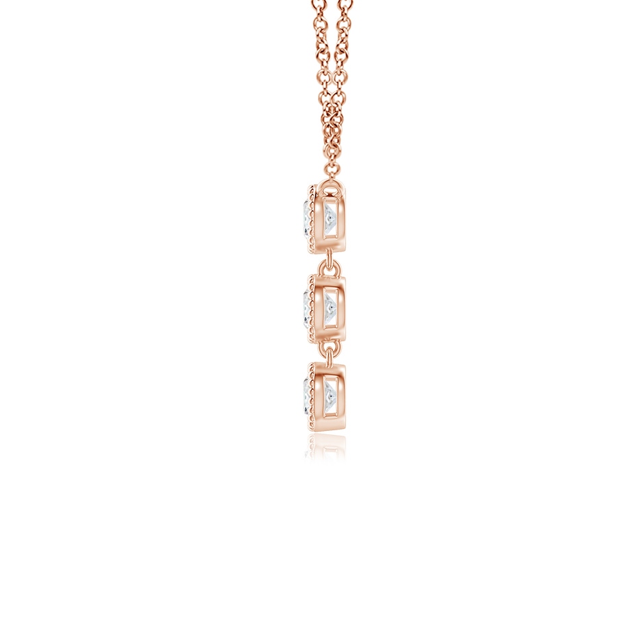 2.8mm GVS2 Bezel-Set Three Stone Diamond Necklace in Rose Gold side-1