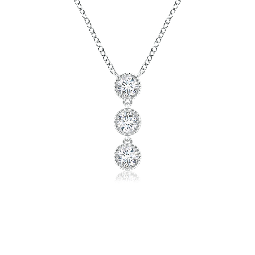 2.8mm GVS2 Bezel-Set Three Stone Diamond Necklace in White Gold