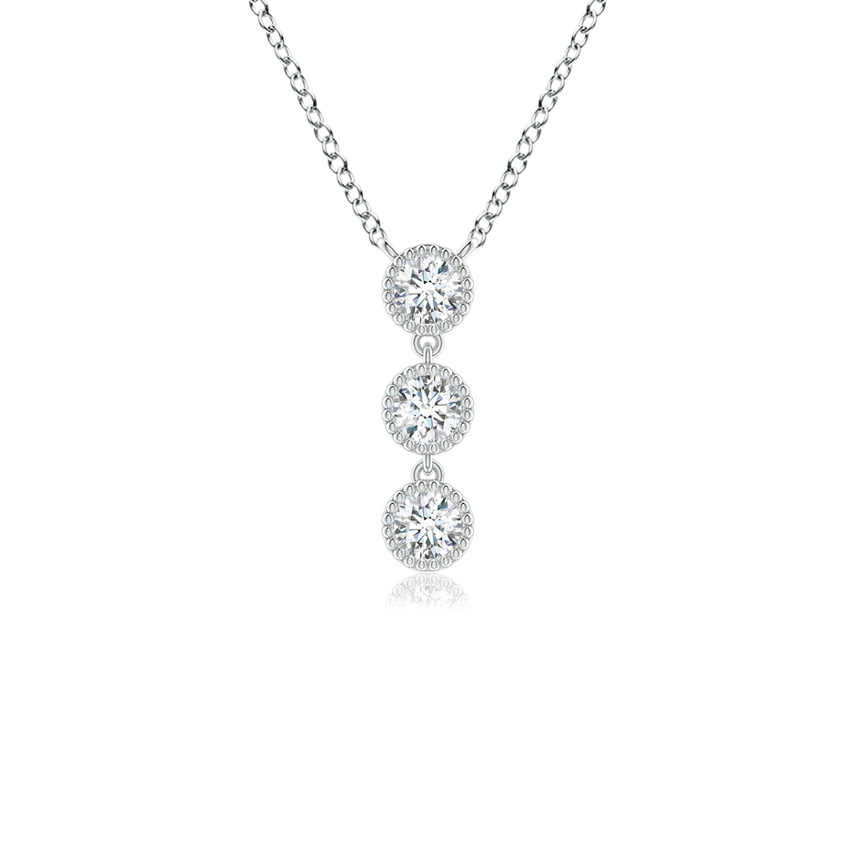 2.8mm GVS2 Bezel-Set Three Stone Diamond Necklace in White Gold 