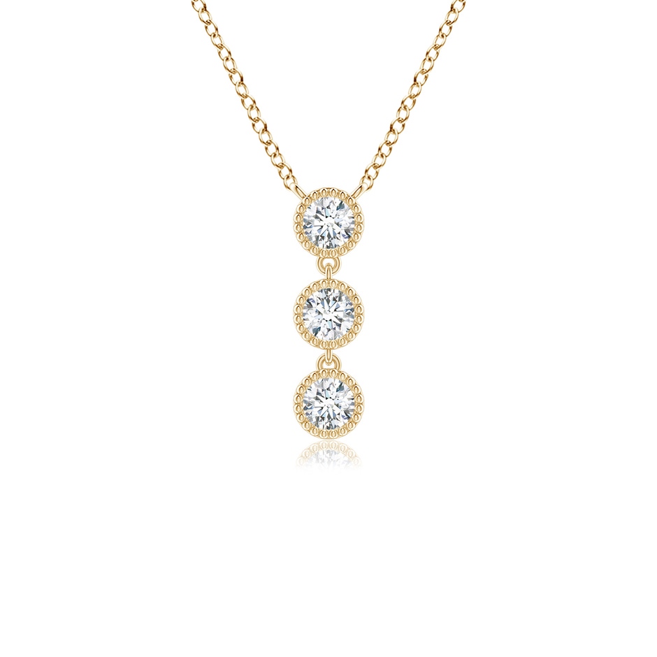 2.8mm GVS2 Bezel-Set Three Stone Diamond Necklace in Yellow Gold 