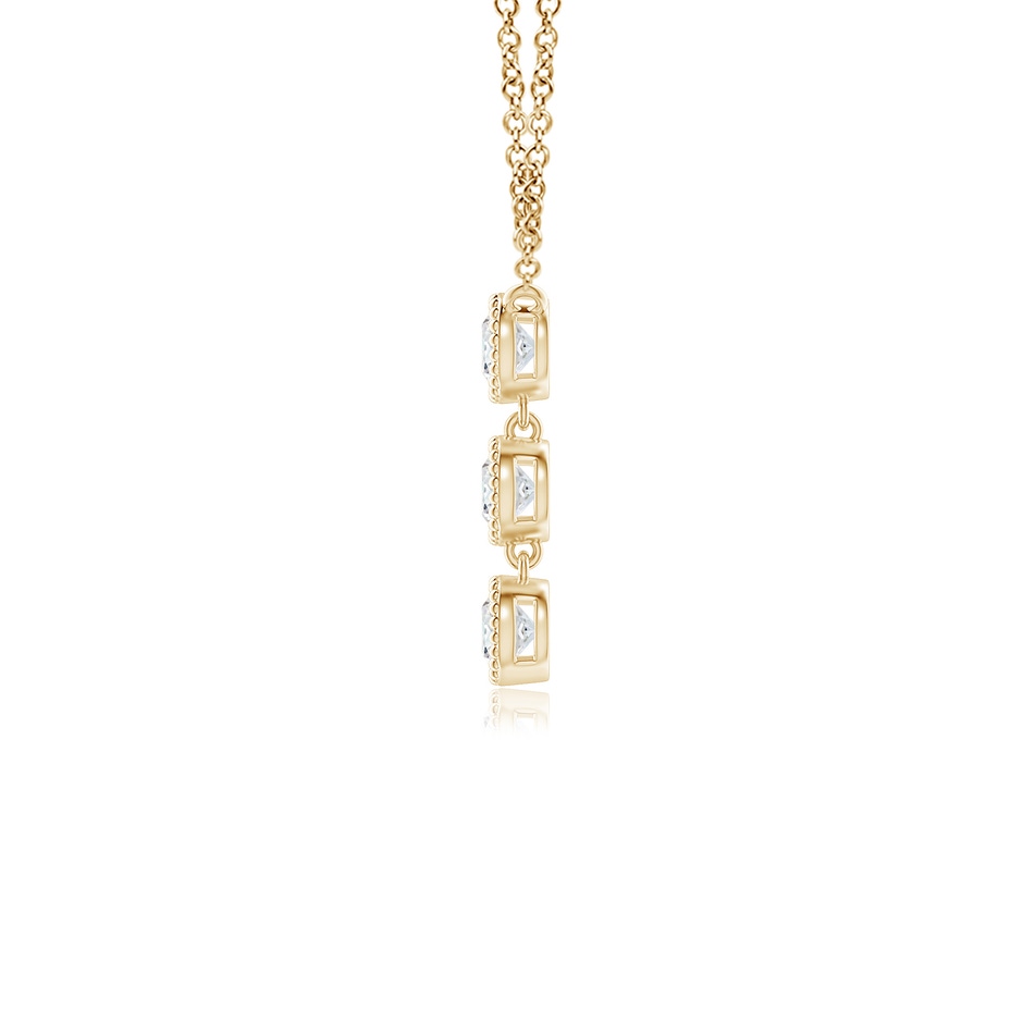 2.8mm GVS2 Bezel-Set Three Stone Diamond Necklace in Yellow Gold side-1