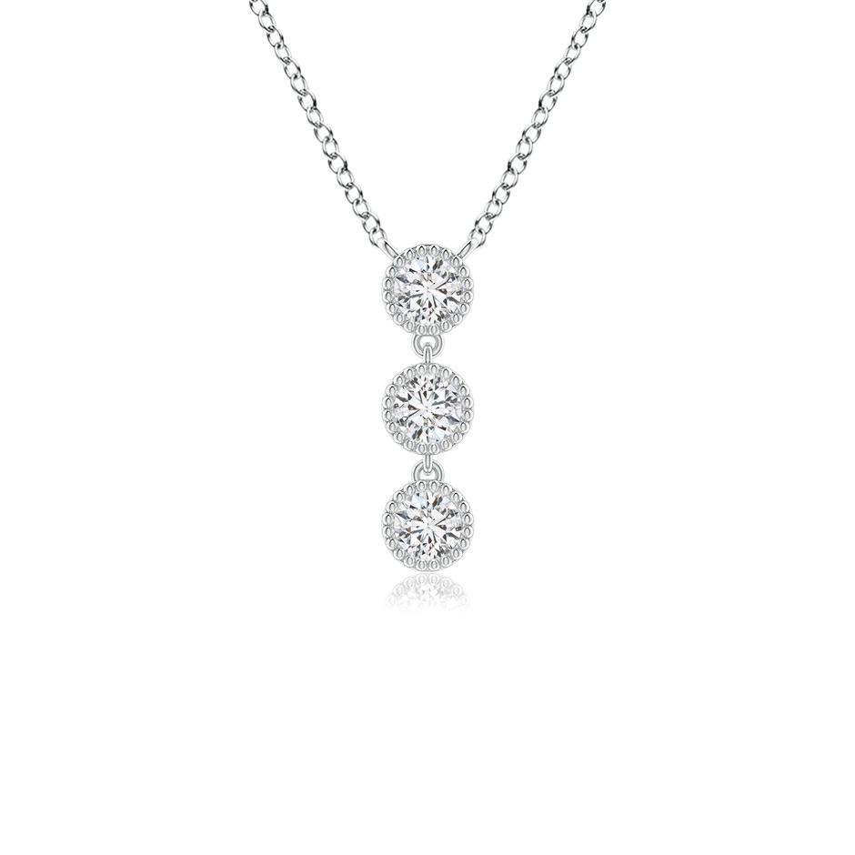 2.8mm HSI2 Bezel-Set Three Stone Diamond Necklace in White Gold 