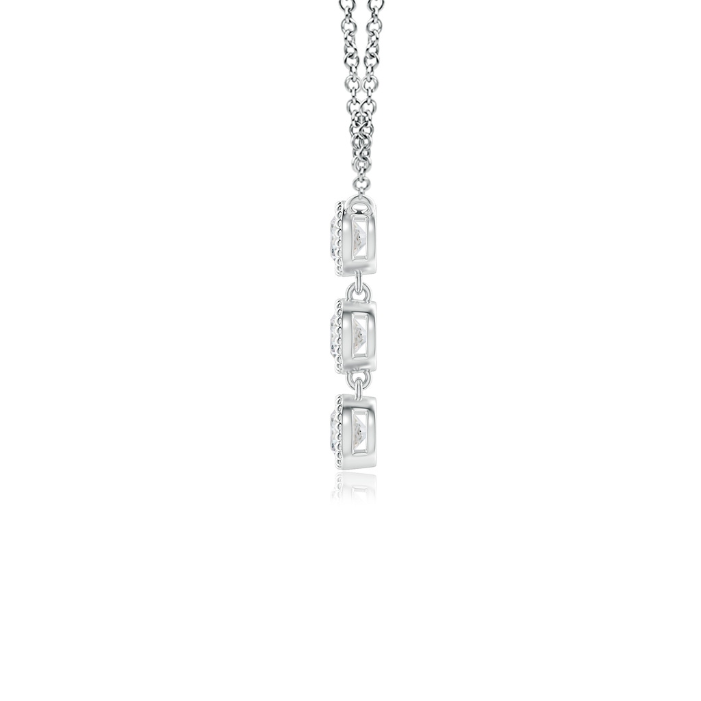 2.8mm HSI2 Bezel-Set Three Stone Diamond Necklace in White Gold Side-1