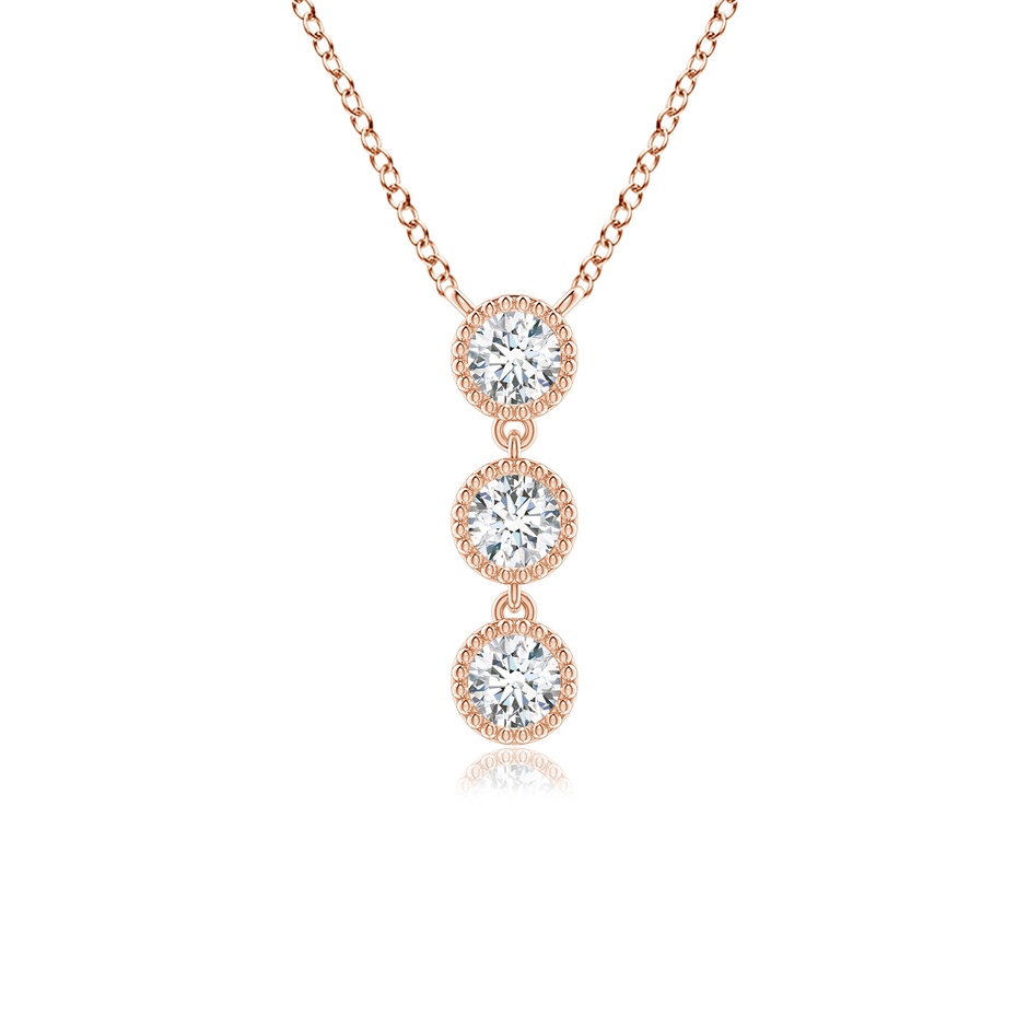 3.3mm GVS2 Bezel-Set Three Stone Diamond Necklace in Rose Gold 