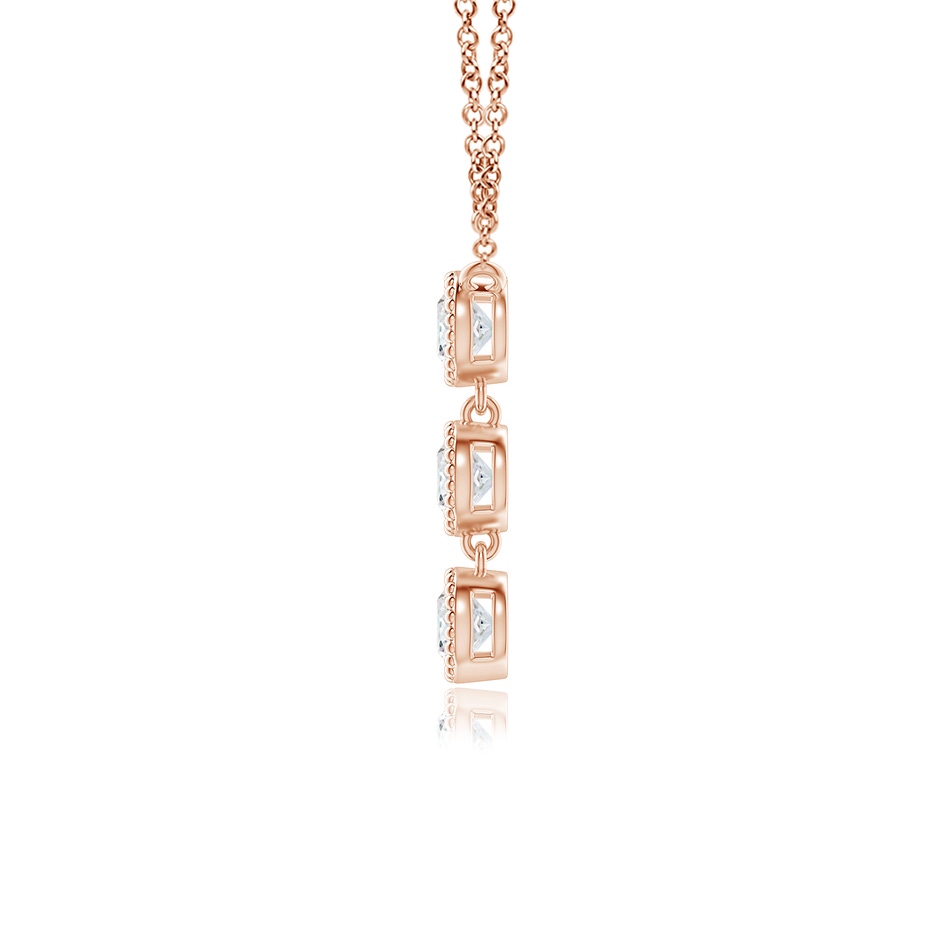 3.3mm GVS2 Bezel-Set Three Stone Diamond Necklace in Rose Gold side-1