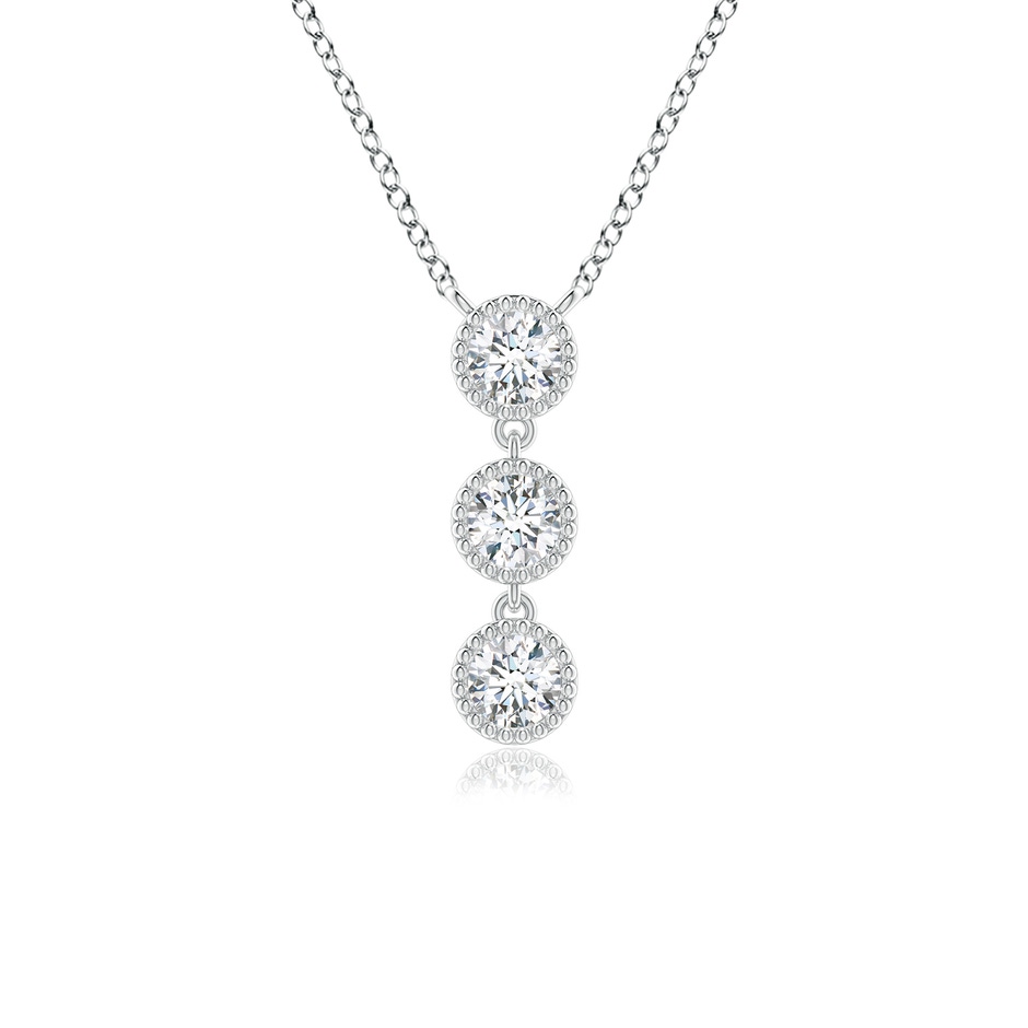 3.3mm GVS2 Bezel-Set Three Stone Diamond Necklace in White Gold 