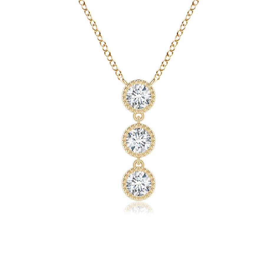3.3mm GVS2 Bezel-Set Three Stone Diamond Necklace in Yellow Gold 