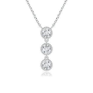 3.6mm GVS2 Bezel-Set Three Stone Diamond Necklace in P950 Platinum