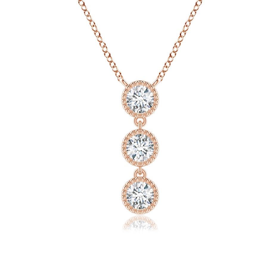 3.6mm GVS2 Bezel-Set Three Stone Diamond Necklace in Rose Gold 