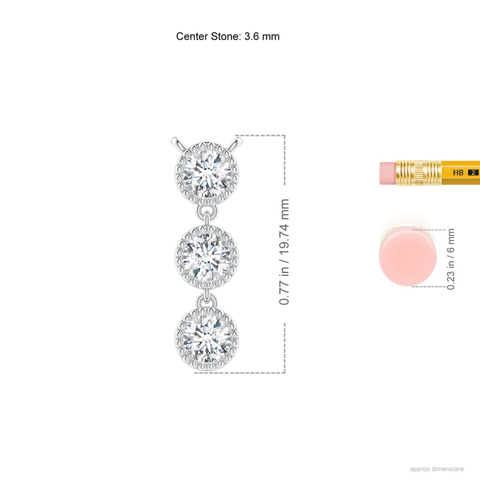 3.6mm GVS2 Bezel-Set Three Stone Diamond Necklace in White Gold ruler