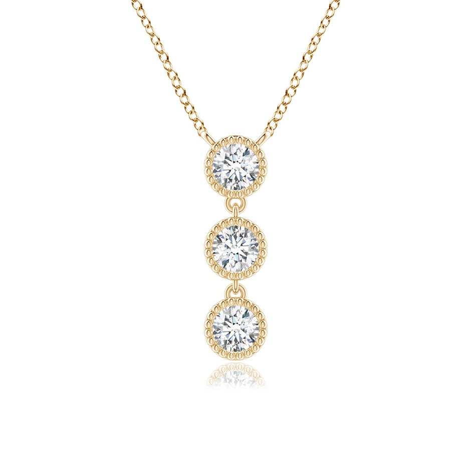 3.6mm GVS2 Bezel-Set Three Stone Diamond Necklace in Yellow Gold 