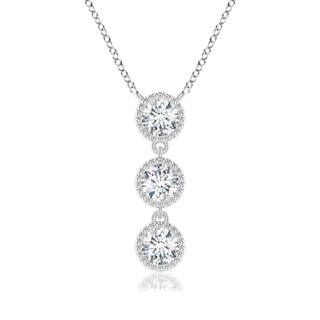 4.1mm GVS2 Bezel-Set Three Stone Diamond Necklace in P950 Platinum