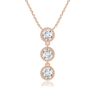 4.1mm GVS2 Bezel-Set Three Stone Diamond Necklace in Rose Gold