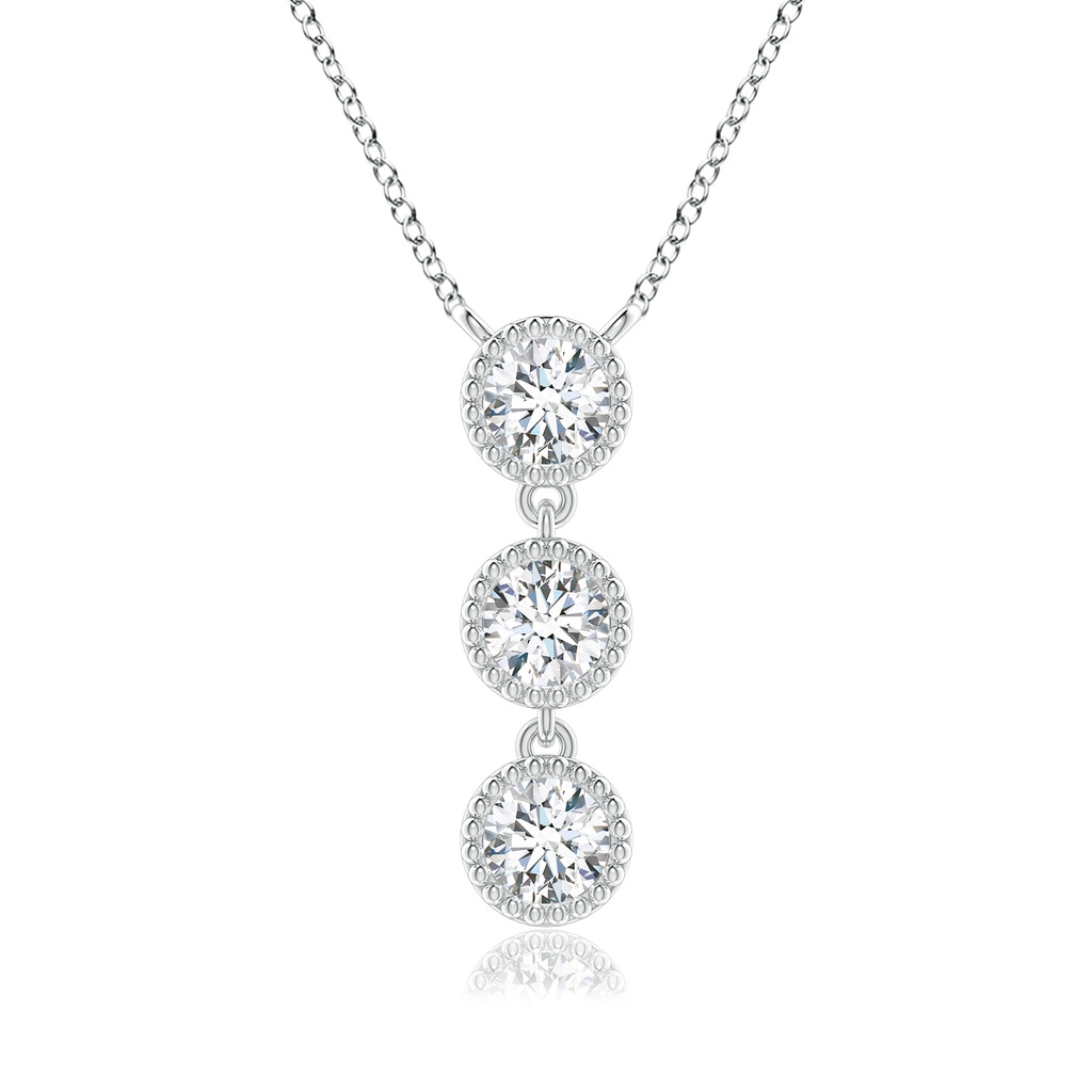 4.1mm GVS2 Bezel-Set Three Stone Diamond Necklace in White Gold