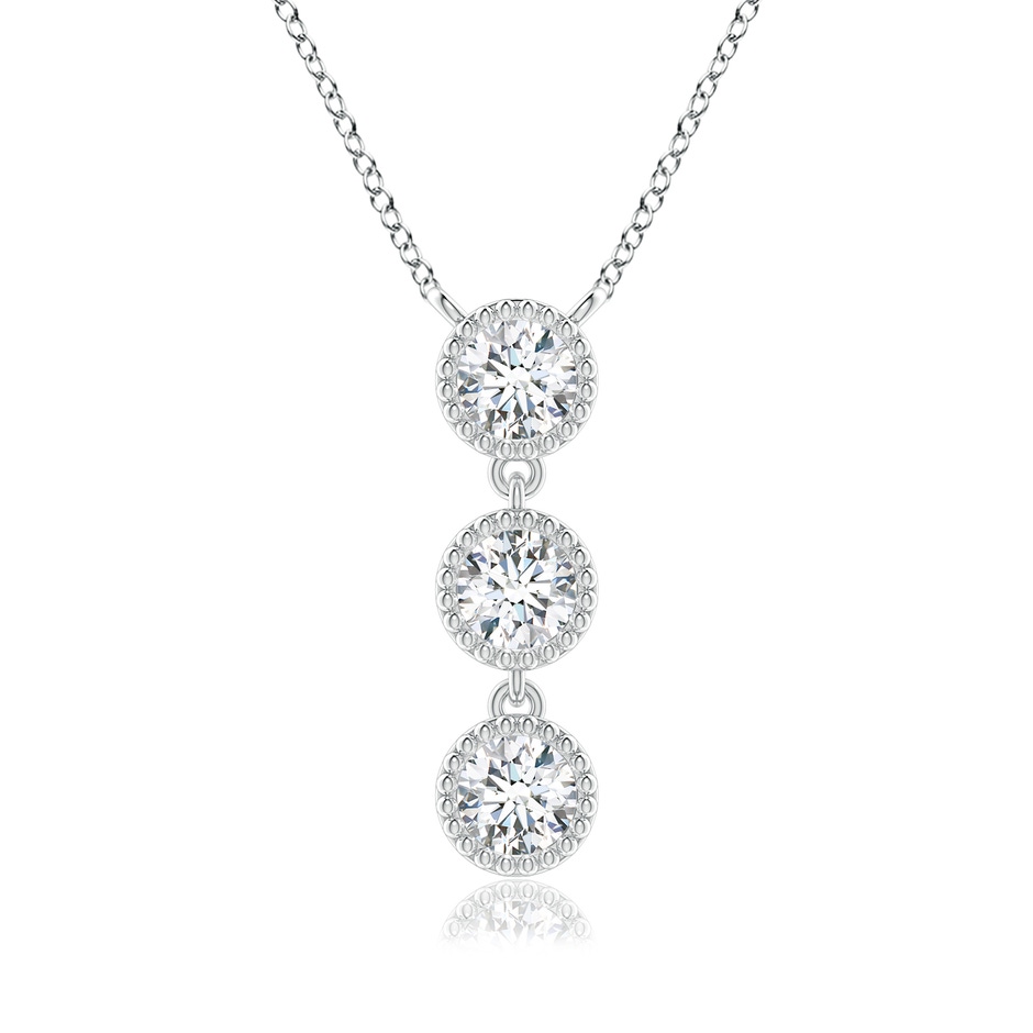 4.1mm GVS2 Bezel-Set Three Stone Diamond Necklace in White Gold 