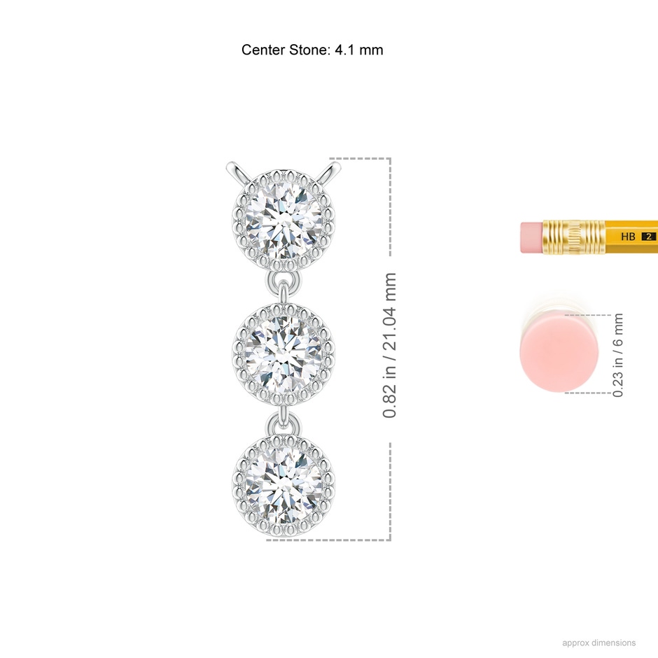 4.1mm GVS2 Bezel-Set Three Stone Diamond Necklace in White Gold ruler