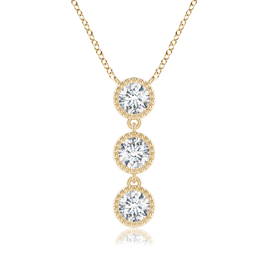 4.1mm GVS2 Bezel-Set Three Stone Diamond Necklace in Yellow Gold 