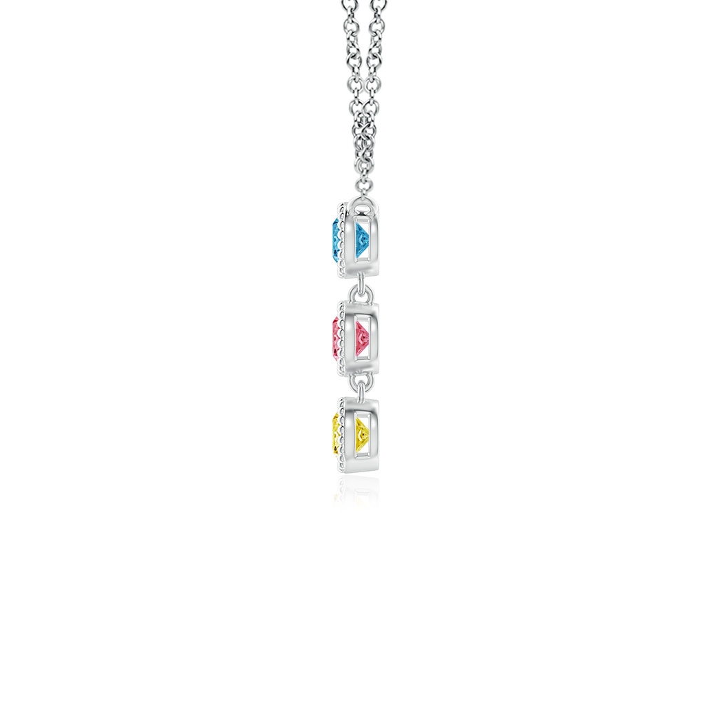 2.8mm AAAA Bezel-Set Three Stone Fancy Intense Multi-Color Diamond Necklace in P950 Platinum - side 199