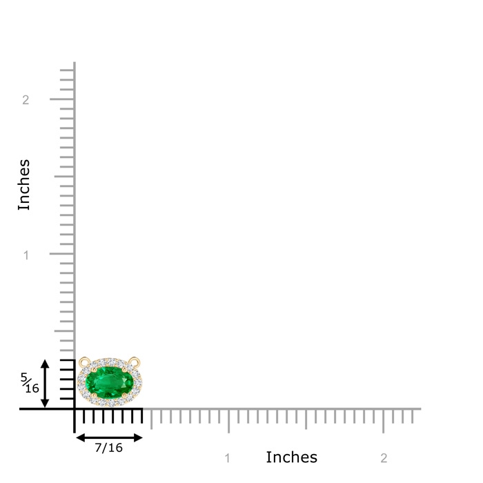 7x5mm AAA East-West Oval Emerald Necklace with Diamond Halo in Yellow Gold Product Image
