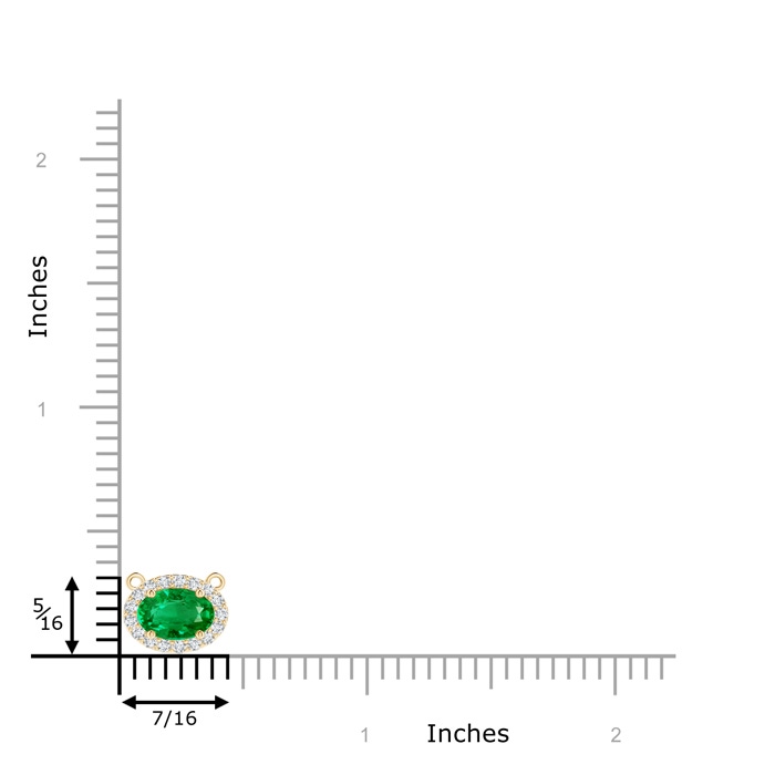 7x5mm AAA East-West Oval Emerald Necklace with Diamond Halo in Yellow Gold product image