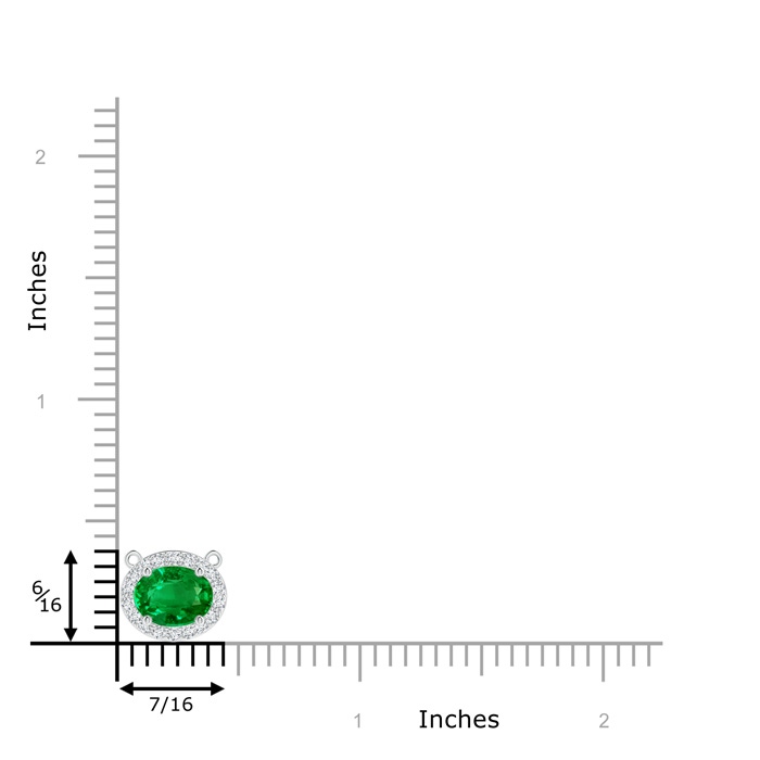 8x6mm Lab-Grown East-West Oval Emerald Necklace with Diamond Halo in White Gold product image