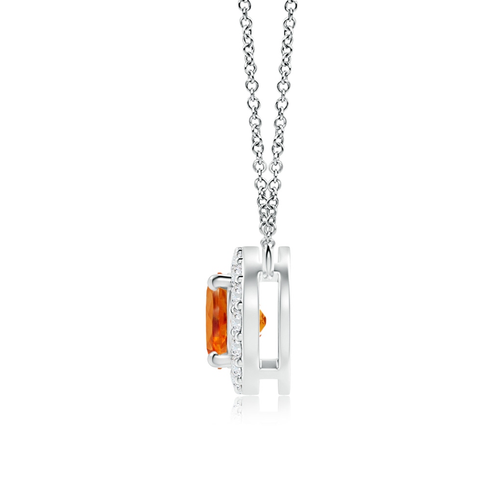 7x5mm AAA East-West Oval Spessartite Necklace with Diamond Halo in White Gold Side 1