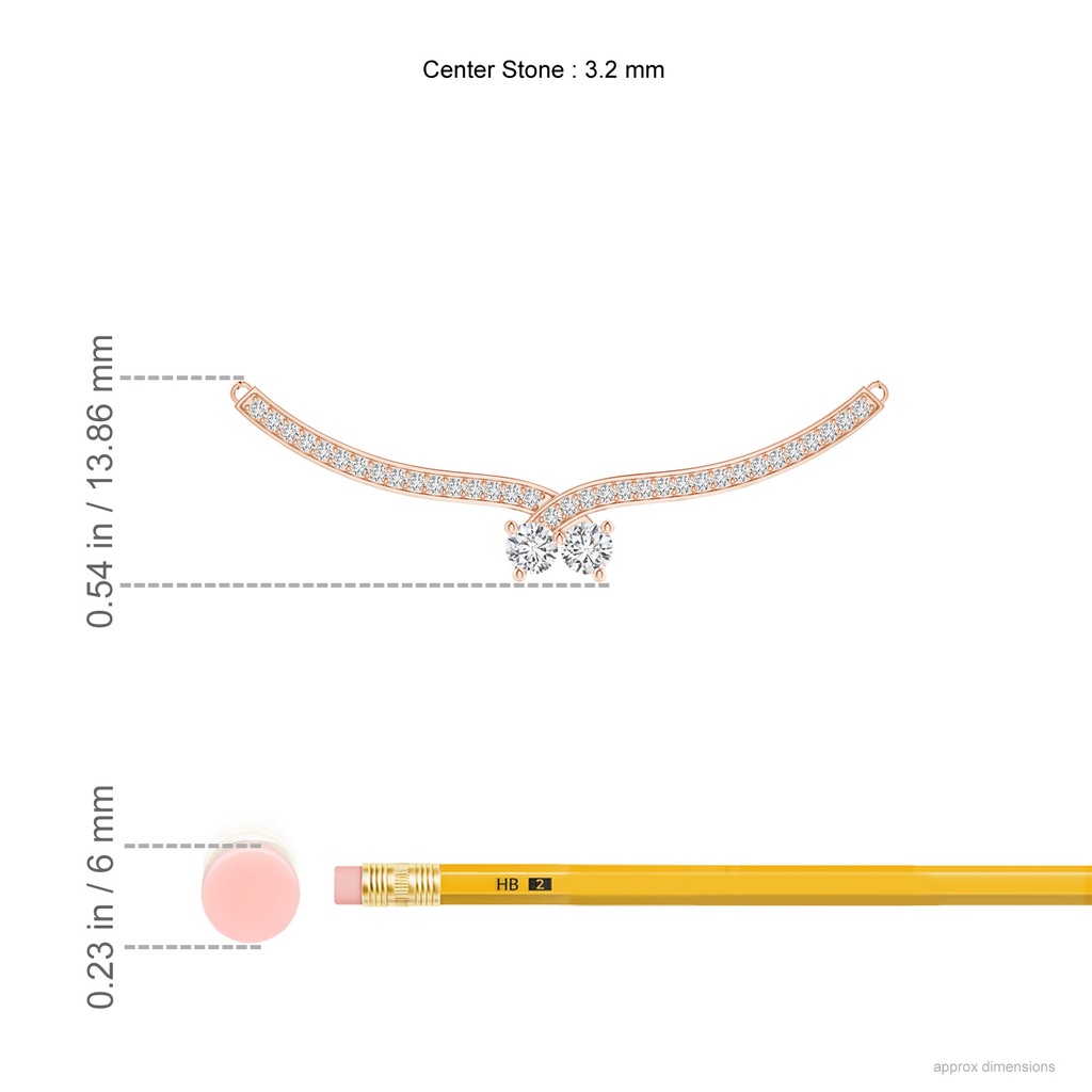 3.2mm HSI2 Double Diamond Cherry Necklace in Rose Gold Ruler