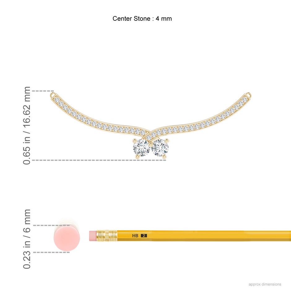 4mm GVS2 Double Diamond Cherry Necklace in Yellow Gold ruler