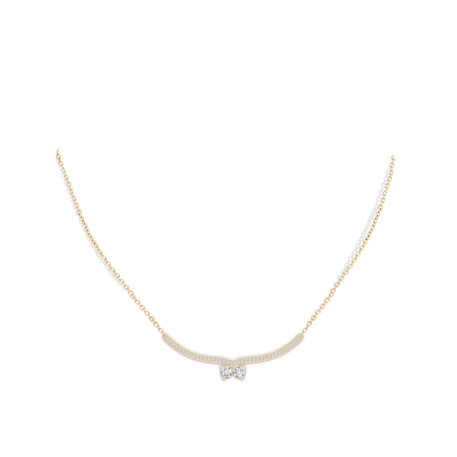 4mm GVS2 Double Diamond Cherry Necklace in Yellow Gold body-neck