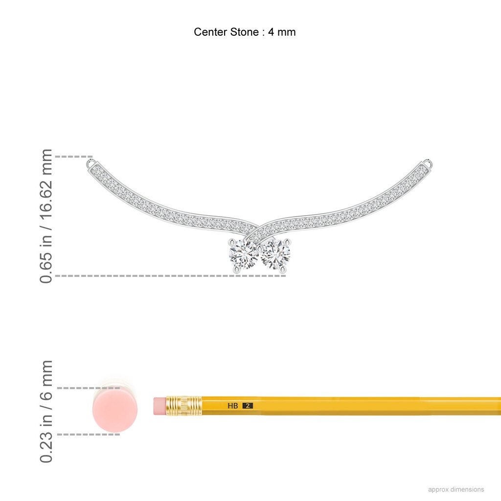 4mm HSI2 Double Diamond Cherry Necklace in White Gold Ruler