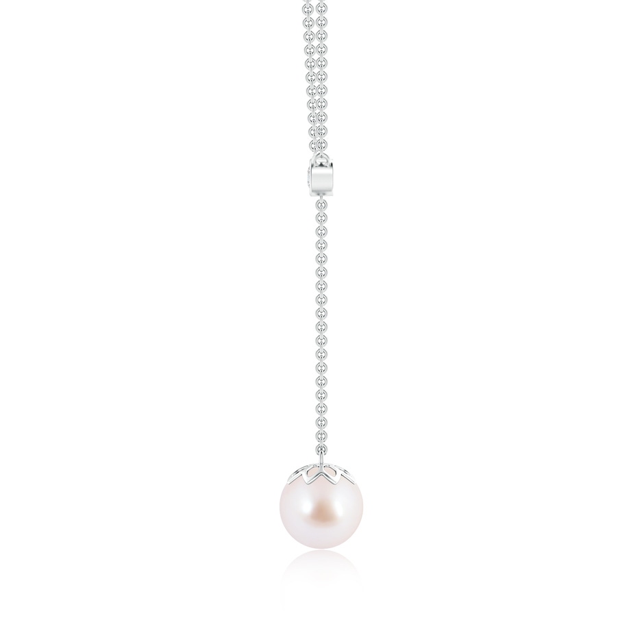 8mm AAA Japanese Akoya Pearl Lariat Necklace with Diamond in White Gold product image