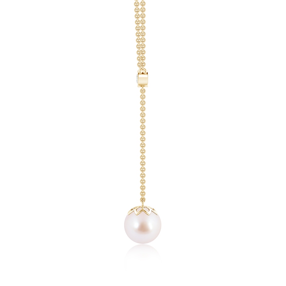 8mm AAA Japanese Akoya Pearl Lariat Necklace with Diamond in Yellow Gold product image