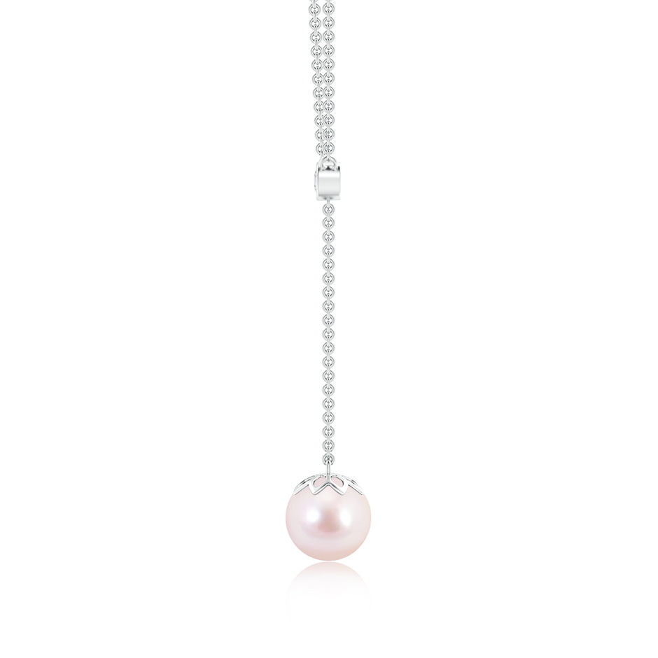 8mm AAAA Japanese Akoya Pearl Lariat Necklace with Diamond in White Gold product image