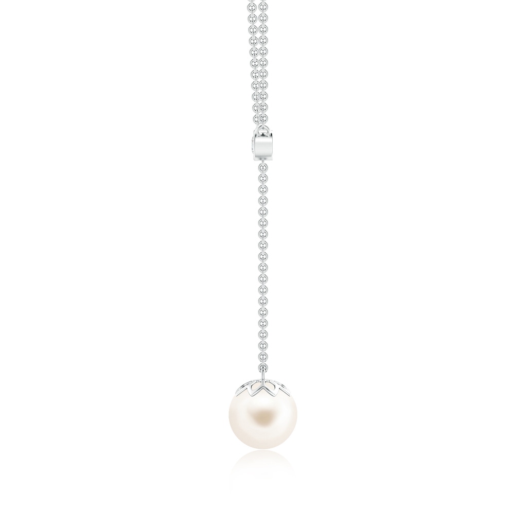 8mm AAA Freshwater Cultured Pearl Lariat Necklace with Diamond in White Gold Product Image