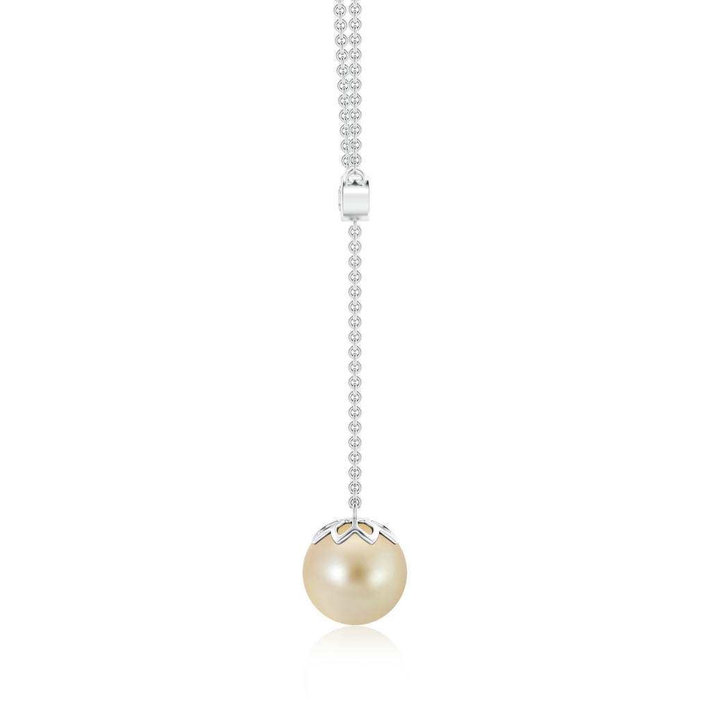 9mm AAA Golden South Sea Cultured Pearl Lariat Necklace with Diamond in White Gold Product Image