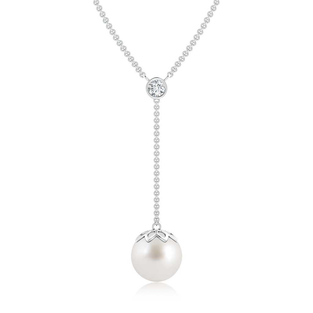 10mm AAA South Sea Cultured Pearl Lariat Necklace with Diamond in White Gold 