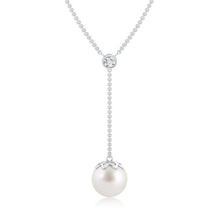 10mm AAA South Sea Cultured Pearl Lariat Necklace with Diamond in White Gold