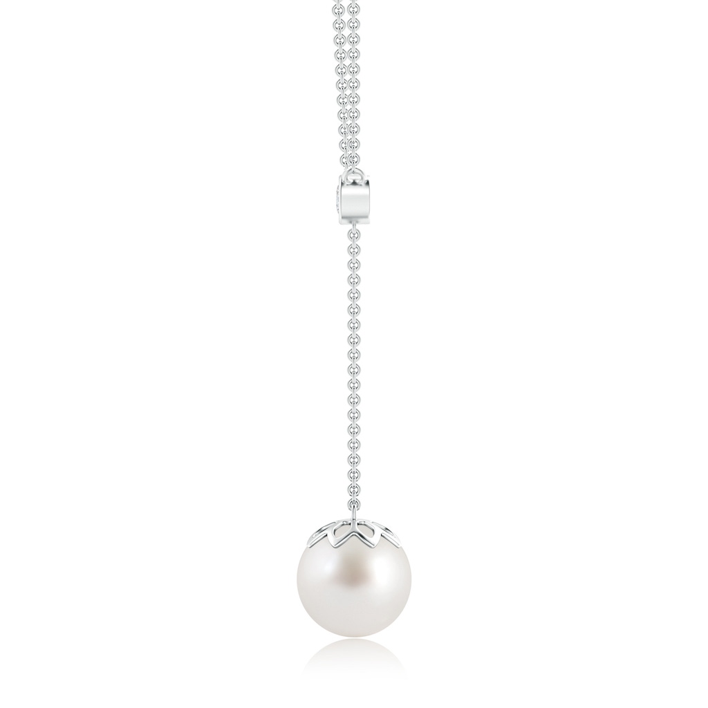 10mm AAA South Sea Cultured Pearl Lariat Necklace with Diamond in White Gold Product Image