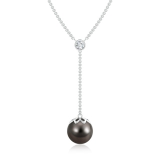 10mm AAA Tahitian Pearl Lariat Necklace with Diamond in White Gold