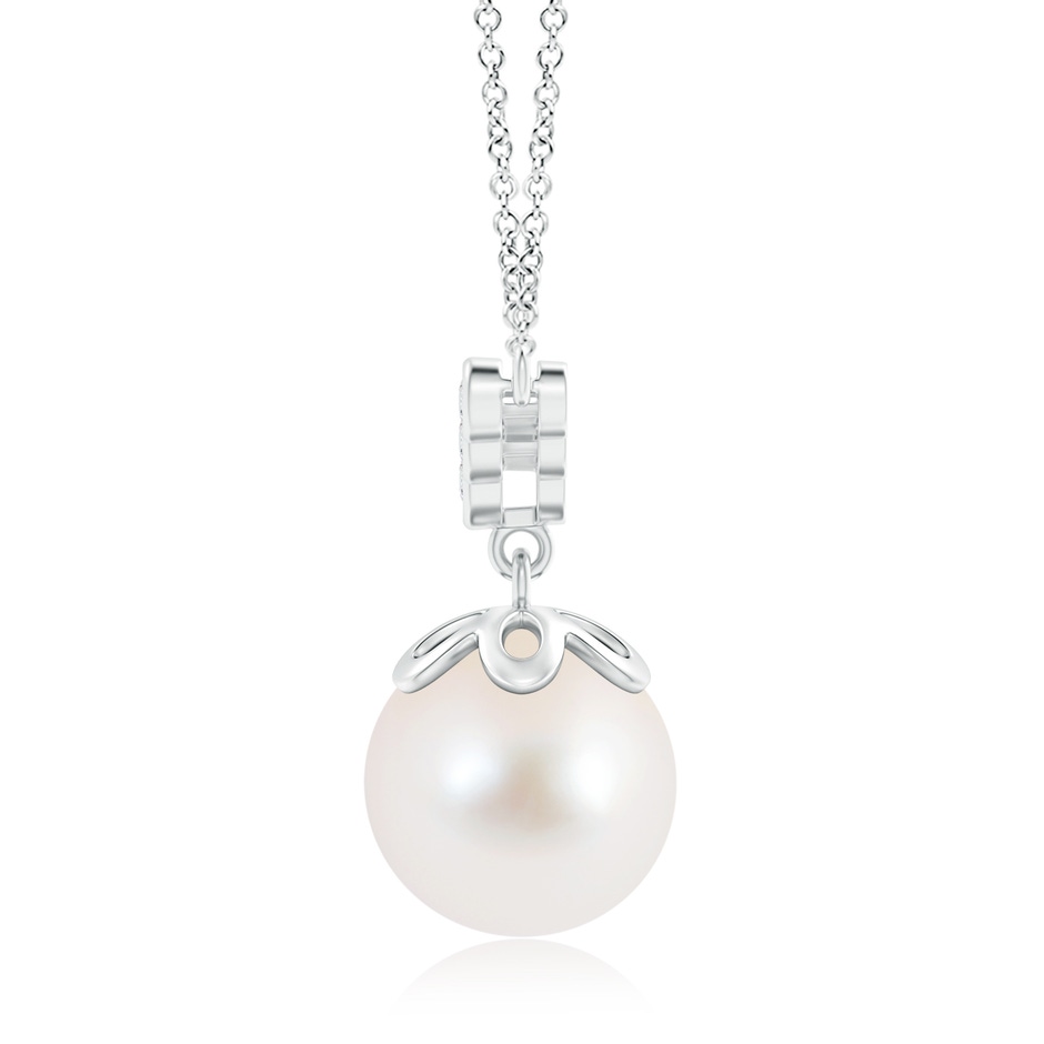 10mm AAA Freshwater Cultured Pearl Necklace with Graduated Diamonds in White Gold product image