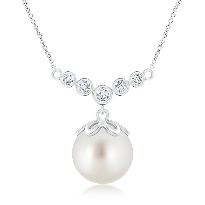 10mm AAA South Sea Pearl Necklace with Graduated Diamonds in White Gold