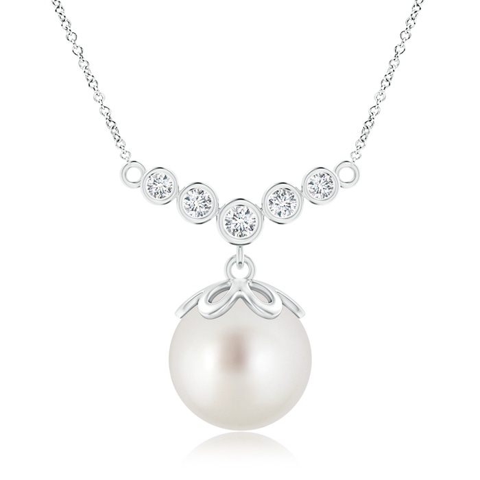 10mm AAA South Sea Pearl Necklace with Graduated Diamonds in White Gold 