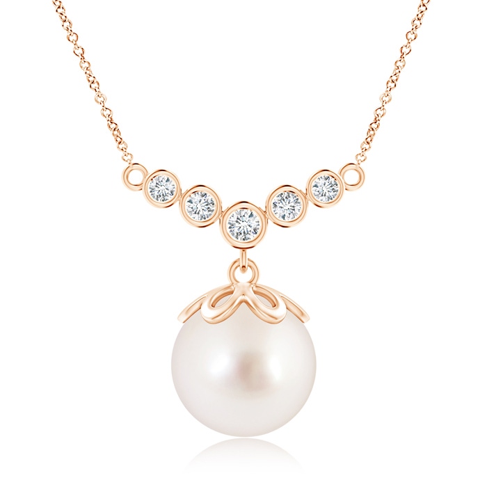 10mm AAAA South Sea Pearl Necklace with Graduated Diamonds in Rose Gold