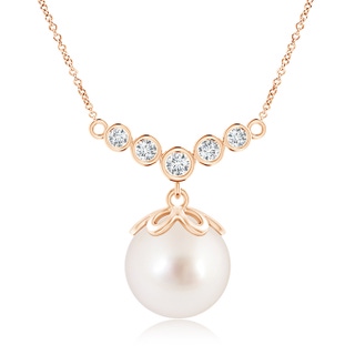 10mm AAAA South Sea Pearl Necklace with Graduated Diamonds in Rose Gold