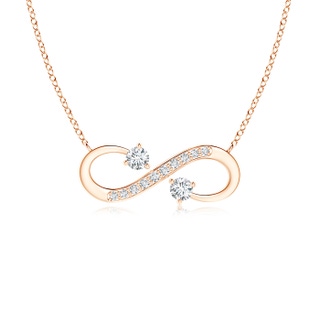 2.8mm GVS2 Sideways Infinity Two Stone Diamond Necklace in 9K Rose Gold