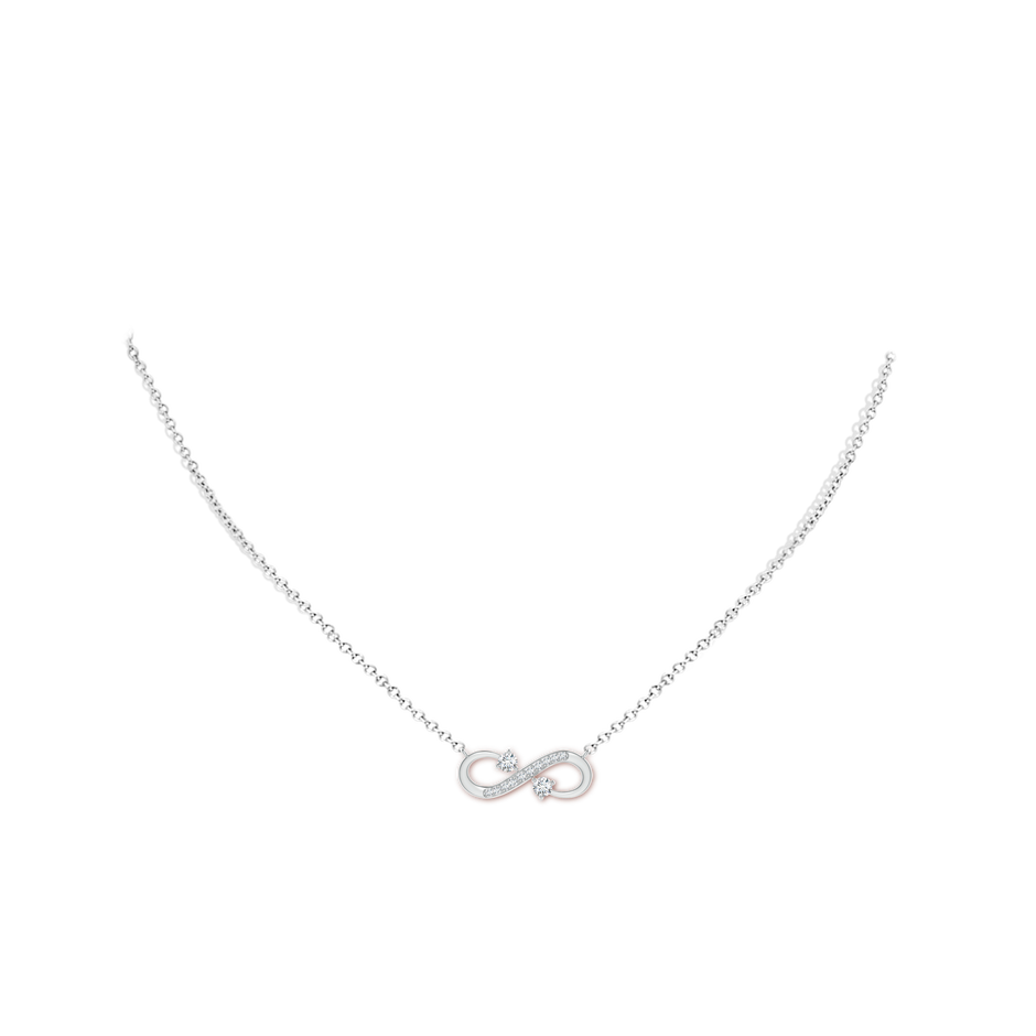 2.8mm GVS2 Sideways Infinity Two Stone Diamond Necklace in P950 Platinum body-neck