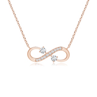 2.8mm GVS2 Sideways Infinity Two Stone Diamond Necklace in Rose Gold