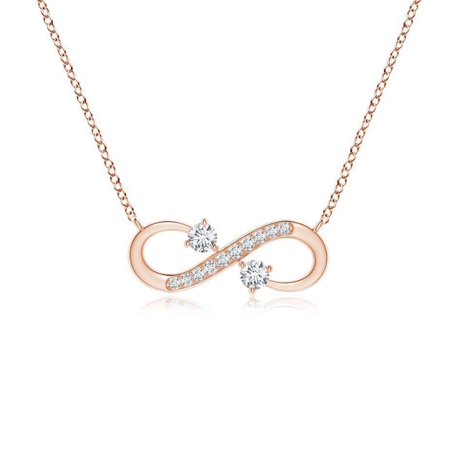 2.8mm GVS2 Sideways Infinity Two Stone Diamond Necklace in Rose Gold 