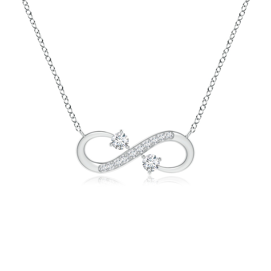 2.8mm GVS2 Sideways Infinity Two Stone Diamond Necklace in White Gold 